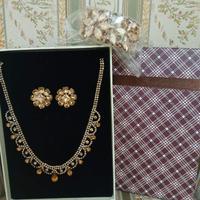 Parure bigiotteria elegante color oro/ ambra