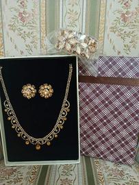 Parure bigiotteria elegante color oro/ ambra