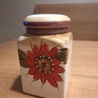 Barattolo artigianale in ceramica decorato a fiori
