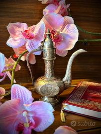 Caffettiera Dallah ottone massiccio vintage boho