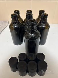 7 bottiglie in vetro verde antico 250 ml + tappo