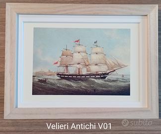 Singolo Veliero vintage + pas + cornice 13x18 