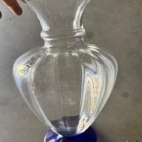 Vaso vetro trasparente base blu
