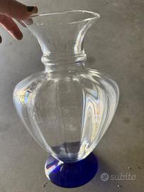 Vaso vetro trasparente base blu