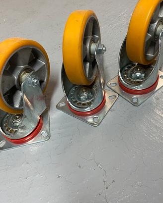 3 Ruote girevoli industriali nuove – Ø 120 mm