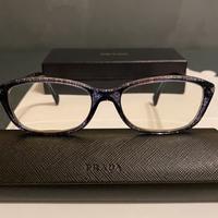 Montatura occhiali Prada, blu effetto ricamo