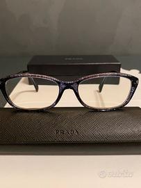 Montatura occhiali Prada, blu effetto ricamo