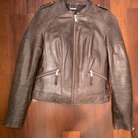 Giacca pelle donna marrone 