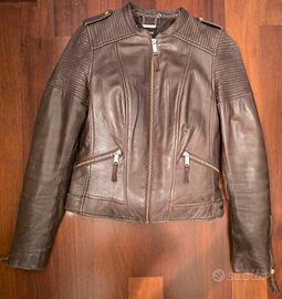 Giacca pelle donna marrone 