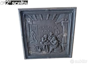 Lastra frontone ghisa per Camino e stufe 38x38x1cm