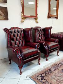 Coppia di poltrone chesterfield Queen Anne nuova 