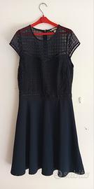 Abito H&M in pizzo con gonna svasata blu scuro