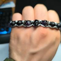 Bracciale Teschio Zirconi e Ametista Agata Nera
