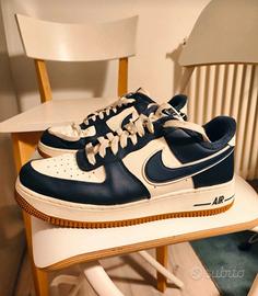Nike air force One uomo 44,5 blu,bianco,cuoio