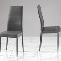 x 4 Sedie Berlino in ecopelle, grigio scuro