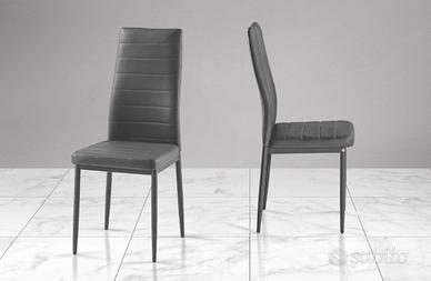 x 4 Sedie Berlino in ecopelle, grigio scuro