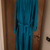 Cappotto a vestaglia color turchese - modello wrap