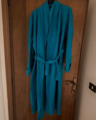 Cappotto a vestaglia color turchese - modello wrap