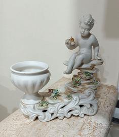 Antica statuina puttino ceramica Capodimonte