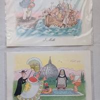 Due stampe satiriche di Forattini da collezione