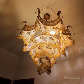 Lampadario vetro Murano a  pagoda con perline