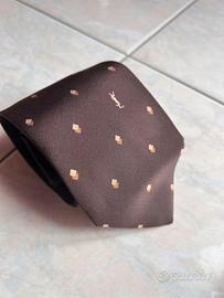 Cravatta vintage marrone tabacco YSL