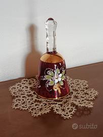 Campanello in vetro di Murano rosso con oro