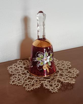 Campanello in vetro di Murano rosso con oro
