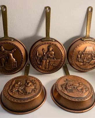 Set 5 padelline decorative da parete in rame