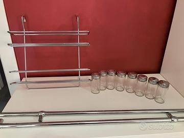 Porta spezie, scottex, rotoli cucina,10 barattoli