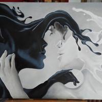 dipinto fatto a mano arte moderna bianconero 60x80