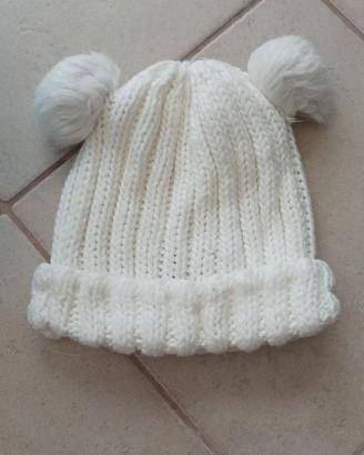 cappello lana bianco h&m taglia unica bambina