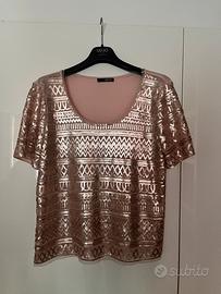 Top Liu Jo paillettes oro rosa