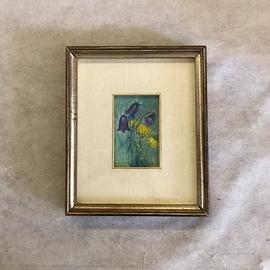 Quadro a olio " Fiori viola e gialli " n°16a