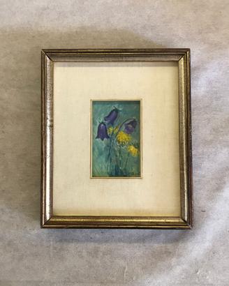 Quadro a olio " Fiori viola e gialli " n°16a