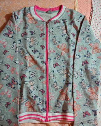 felpa garzata con zip e farfalle