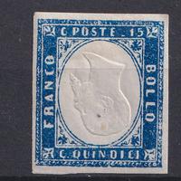 1863 15 cent. azzurro Effigie Capovolta Cat.11l