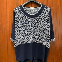 Maglia maniche corte blu bianca Tg.52