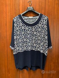 Maglia maniche corte blu bianca Tg.52