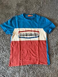 Napapijri t-shirt uomo color block azzurra M