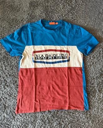 Napapijri t-shirt uomo color block azzurra M