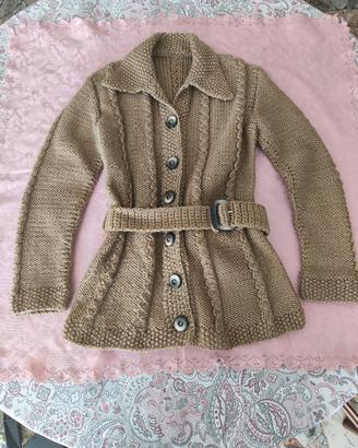 Cardigan di lana donna fatta a mano vintage M