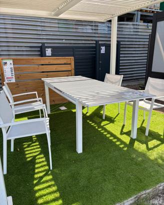 Tavolo da giardino allungabile con 6 sedie in allu