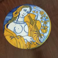 Portaoggetti maiolica Deruta con orologio Euterpe