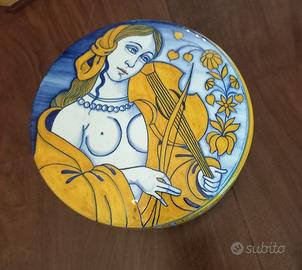 Portaoggetti maiolica Deruta con orologio Euterpe
