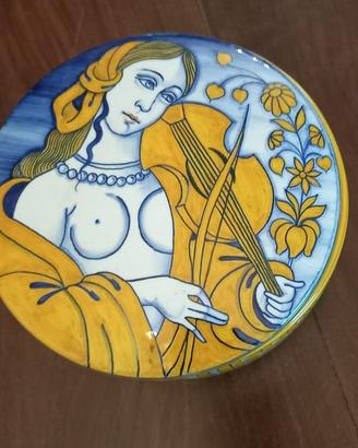 Portaoggetti maiolica Deruta con orologio Euterpe