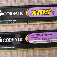 N.2 banchi  Memoria DDR2 Corsair CM2X1024-6400 2GB