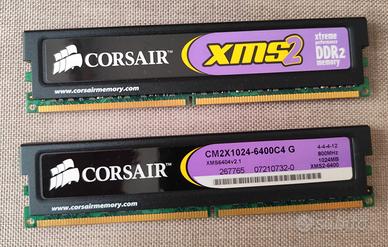 N.2 banchi  Memoria DDR2 Corsair CM2X1024-6400 2GB