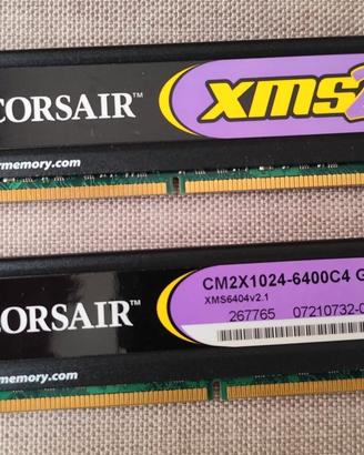 N.2 banchi  Memoria DDR2 Corsair CM2X1024-6400 2GB