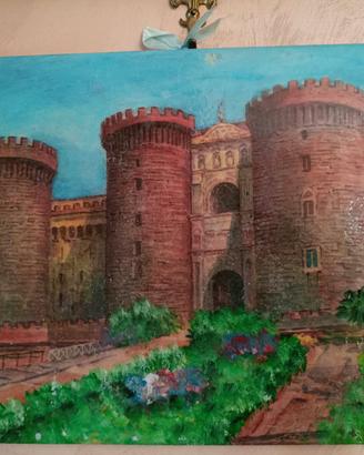 Vecchio quadro decorativo su mattonella firmato